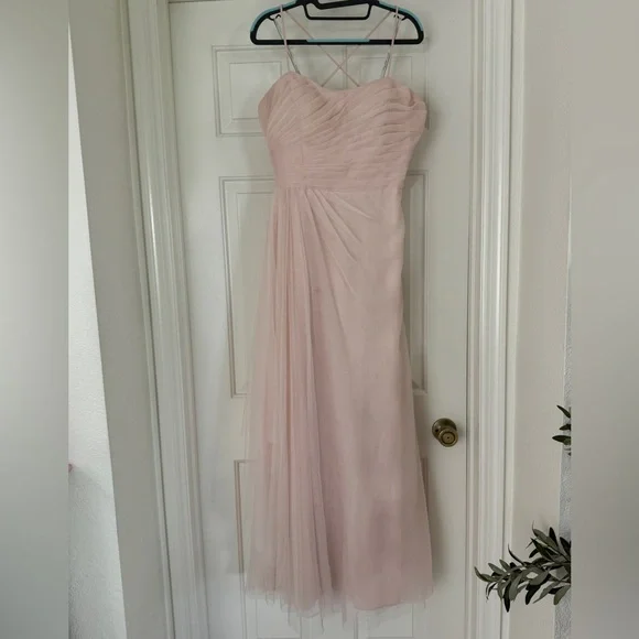 Blush pink Monique Lhuillier tulle bridesmaid dress - Picture 5 of 15